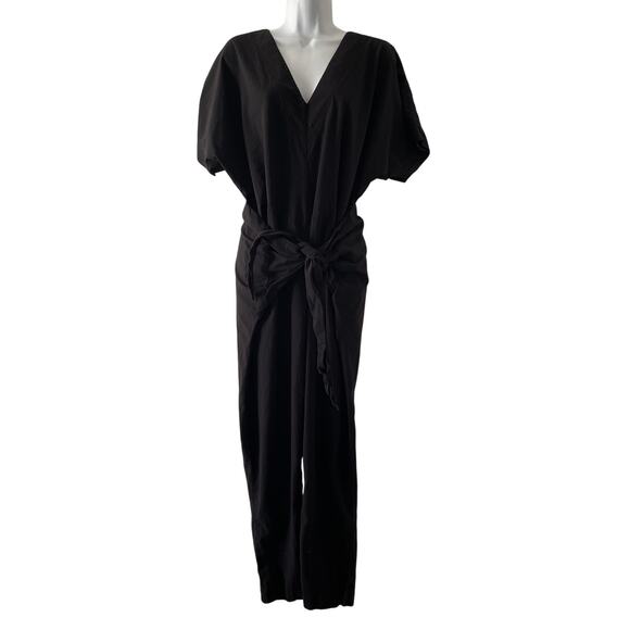Pharaoh Andrea Jumpsuit Womens 0 Black Minimalist Adjustable Tie Waist Artsy - Picture 1 of 9